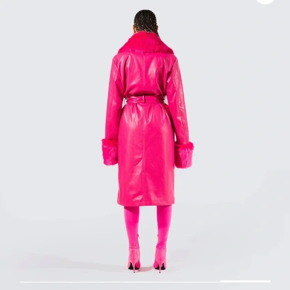 Finesse Willa vegan fur leather coat Barbie Pink Size 1x NWT - Picture 4 of 7